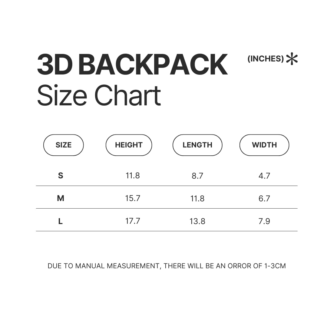 3D Backpack Size Chart - Ed Edd N Eddy Merch