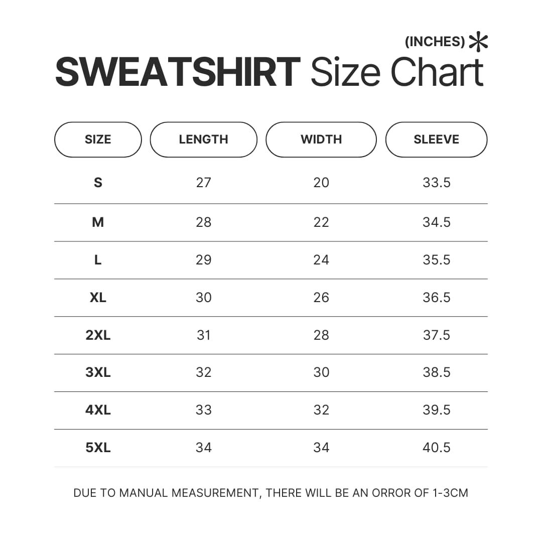 Sweatshirt Size Chart - Ed Edd N Eddy Merch